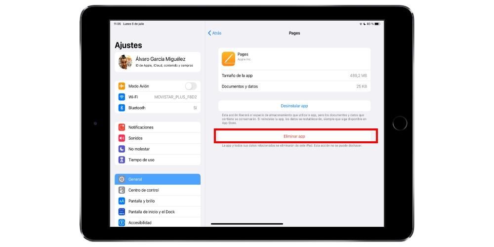 Elimina app Svuota cache iPad