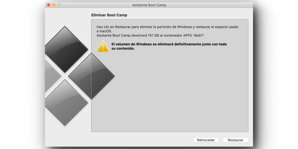 Odstranite Boot Camp Windows Mac