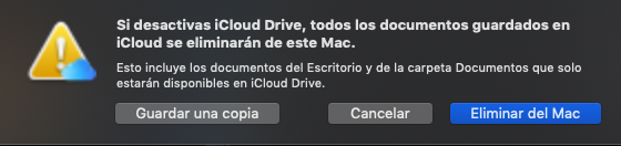 Disattiva iCloud Drive