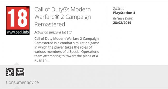 Call of Duty: Modern Warfare 2 Remasteritzat