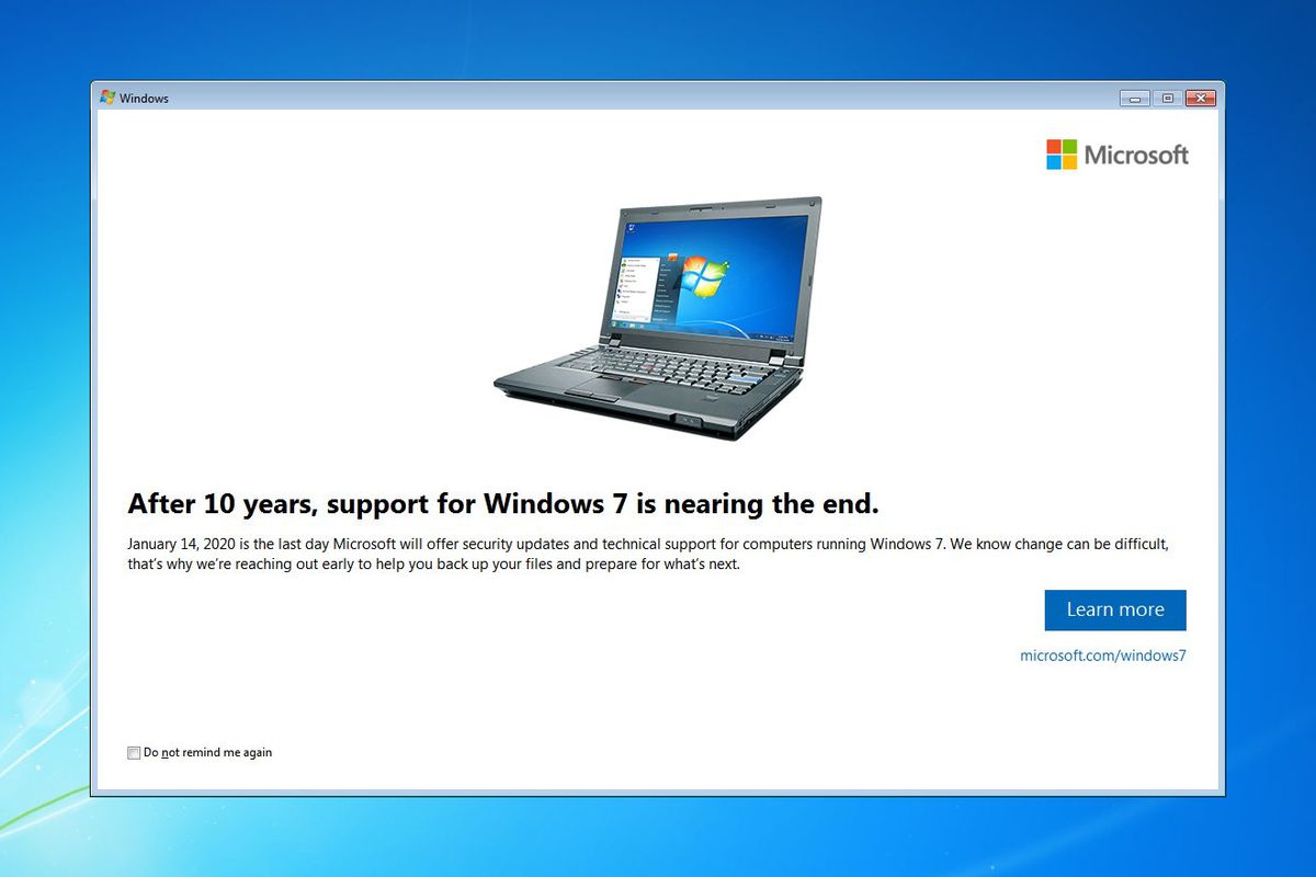 Microsoft påminner Windows 7-användare om att uppgradera sina system när supportaviseringarna är slut