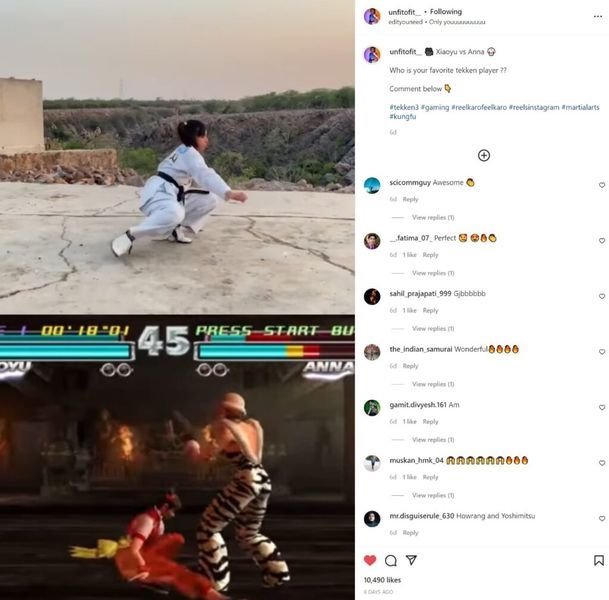 Indiánske dievča klonuje bojové pohyby od Ling Xiaoyu z hry Tekken