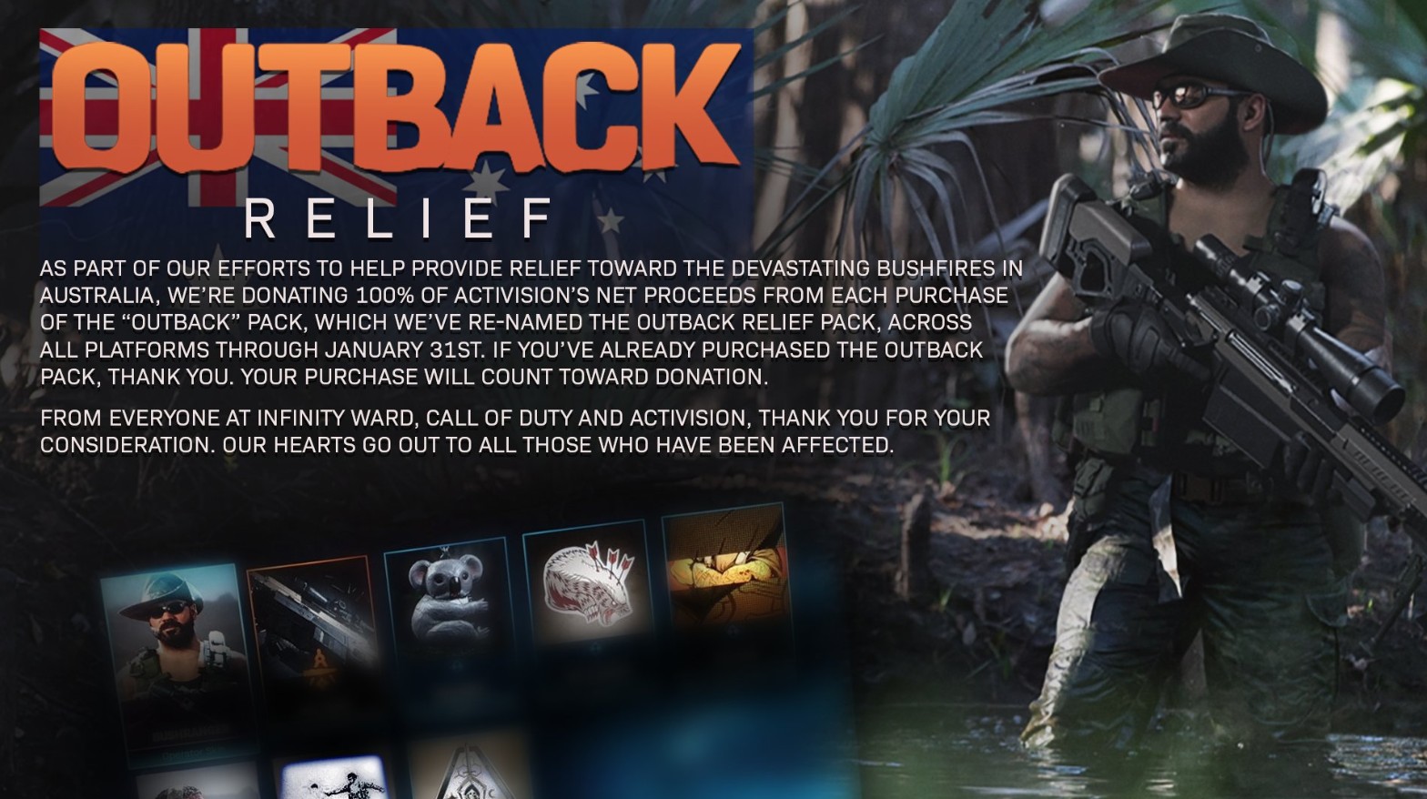 Prihodki od Call of Duty: paket 'Outback' Modern Warfare bo podarjen avstralski pomoči za požare