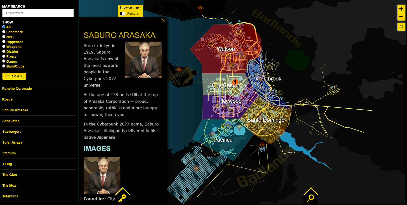 Интерактивна мапа Циберпунк 2077
