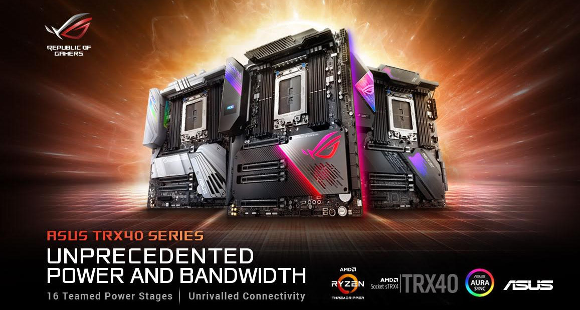 Matične plošče ASUS TRX40 za tretjo generacijo procesorjev AMD Ryzen Threadripper, napovedane za vrhunske igralniške in urejevalne trge
