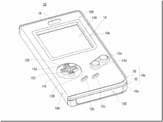 Patents de fitxers Nintendo per a una funda per a telèfon intel·ligent estil Game Boy