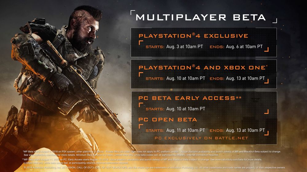 A Call of Duty: Black Ops 4 augusztusban és szeptemberben két külön béta tesztet tart