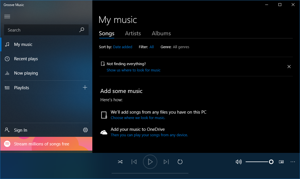 A partir de 31 de março, você não poderá mais reproduzir faixas do OneDrive na música Groove