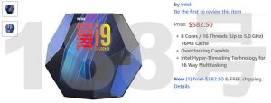 Intel 9900K csomagolás