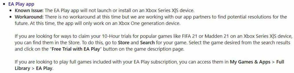 Možete li popraviti da aplikacija Xbox Series X & S EA Play ne radi