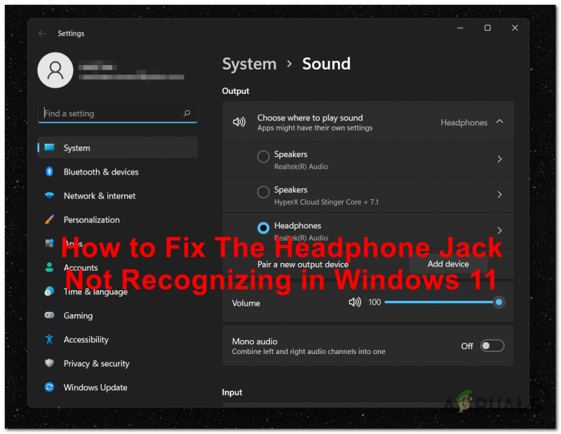 Поправка: „Жакът за слушалки не е разпознат“ в Windows 11