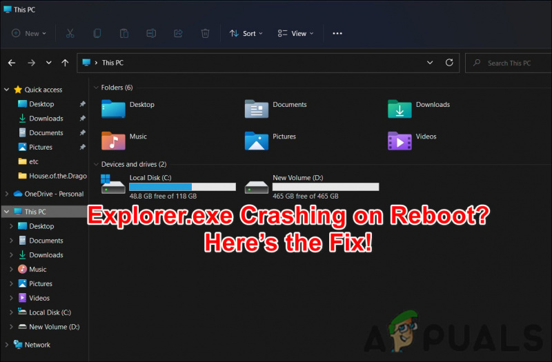 Sådan rettes Explorer.exe, der går ned ved genstart i Windows?