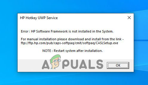 Pataisymas: Klaida „Sistemoje neįdiegta HP programinės įrangos struktūra“